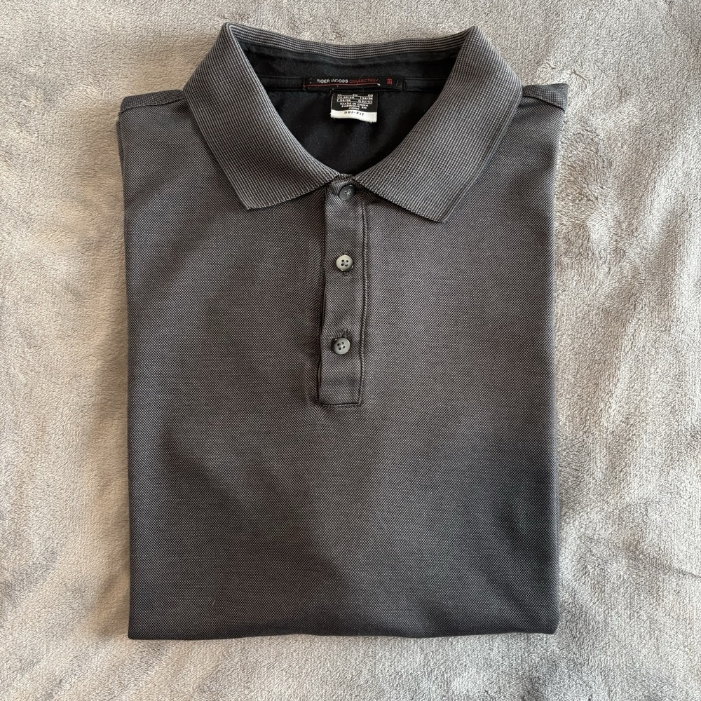 Nike Tiger‎ Woods Collection Golf Polo Shirt Mens XL Gray Striped